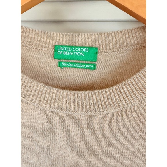 United Colors of Benetton Merino Wool Crewneck Sweater Classic Knit Size S - Picture 4 of 4